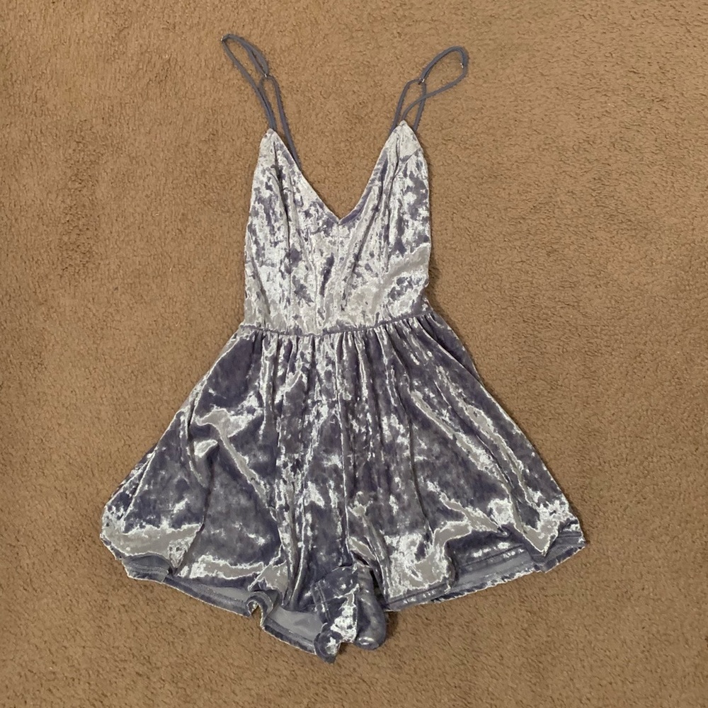 Light Blue Velvet Romper